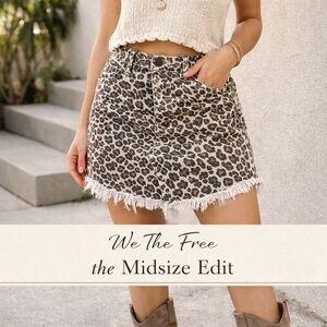 We The Free Leopard Print Denim Skirt | Frayed Hem | The Midsize Edit
